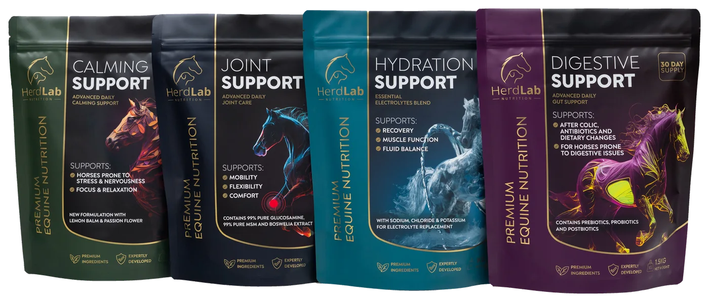 HerdLab Calming, Joint, Hydration and Digestive Support horse supplement pouches